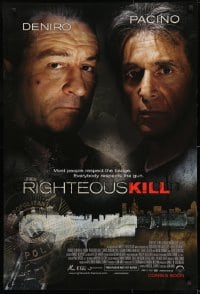 9g750 RIGHTEOUS KILL advance 1sh 2008 cool image of Robert Deniro & Al Pacino w/ silenced gun!