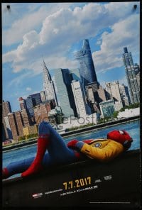 9g848 SPIDER-MAN: HOMECOMING int'l French language teaser DS 1sh 2017 New York City skyline!