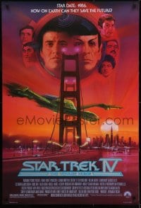9g859 STAR TREK IV 1sh 1986 art of Leonard Nimoy, Shatner & Klingon Bird-of-Prey by Bob Peak!