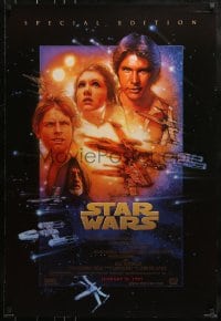 9g049 STAR WARS style B advance DS 1sh R1997 George Lucas, cool art by Drew Struzan!