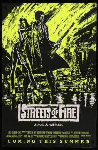 9g883 STREETS OF FIRE advance 1sh 1984 Walter Hill, cool yellow dayglo Riehm art!