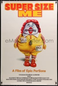9g892 SUPER SIZE ME 1sh 2004 fast food documentary of epic portions, art of obese Ronald McDonald!