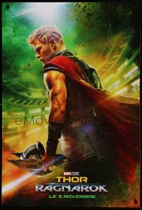 9g909 THOR RAGNAROK int'l French language teaser DS 1sh 2017 Chris Hemsworth in the title role!