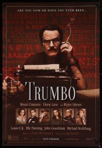 9g938 TRUMBO teaser DS 1sh 2015 Bryan Cranston in the title role as Dalton behind typewriter!