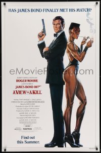 9g017 VIEW TO A KILL advance 1sh 1985 art of Roger Moore & Jones by Goozee over white background!