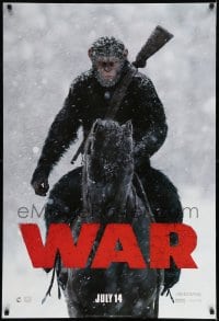 9g963 WAR FOR THE PLANET OF THE APES style A teaser DS 1sh 2017 great image of Caesar on horseback!