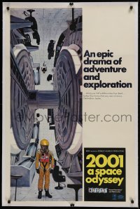 9h001 2001: A SPACE ODYSSEY linen Cinerama centrifuge style C 1sh 1968 great McCall art, rare!