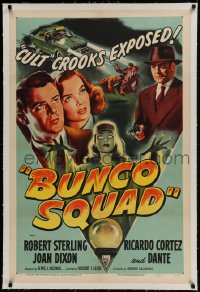 9h028 BUNCO SQUAD linen 1sh 1950 unmasking the phoney spiritualist cult ring, great film noir art!
