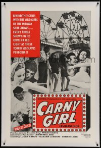 9h032 CARNY GIRL linen 1sh 1970 behind the scenes with the wild girls of the midway skin shows!