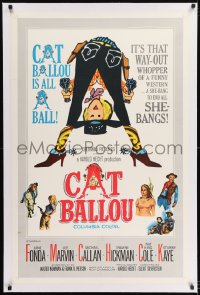 9h033 CAT BALLOU linen int'l 1sh 1965 classic sexy cowgirl Jane Fonda, Lee Marvin, great artwork!