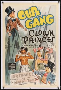 9h037 CLOWN PRINCES linen 1sh 1939 cool art of Spanky, Wild Man Buckwheat, Alfalfa & Siamese twins!