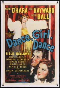 9h040 DANCE, GIRL, DANCE linen 1sh 1940 Lucille Ball & Maureen O'Hara, directed by Dorothy Arzner!