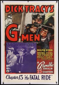 9h046 DICK TRACY'S G-MEN linen chapter 13 1sh 1939 Chester Gould art, Ralph Byrd, The Fatal Ride!