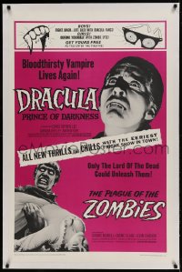 9h048 DRACULA PRINCE OF DARKNESS/PLAGUE OF THE ZOMBIES linen 1sh 1966 bloodthirsty vampire & undead!