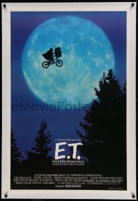 9h051 E.T. THE EXTRA TERRESTRIAL linen 27x40.5 1sh 1982 Spielberg classic, iconic bike over moon!