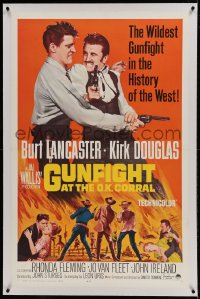 9h071 GUNFIGHT AT THE O.K. CORRAL linen 1sh R1964 Burt Lancaster & Kirk Douglas, John Sturges!