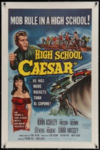 9h075 HIGH SCHOOL CAESAR linen 1sh 1960 teen gangster had more rackets than Al Capone, Daria Massey!