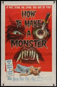 9h078 HOW TO MAKE A MONSTER linen 1sh 1958 ghastly ghouls, it will scare the living yell out of you!
