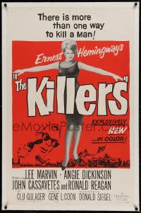 9h091 KILLERS linen 1sh 1964 sexy full-length Angie Dickinson, Lee Marvin, directed by Don Siegel!