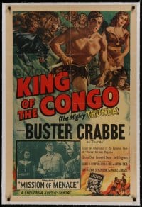 9h093 KING OF THE CONGO linen chapter 1 1sh 1952 Crabbe as The Mighty Thunda, art by Glenn Cravath!
