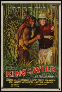 9h095 KING OF THE WILD linen chapter 4 1sh 1931 stone litho of half-man half-ape in jungle, serial!