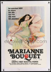 9h105 MARIANNE BOUQUET linen 25x38 1sh 1972 he wanted HER to share his life of 101 women, sexy art!
