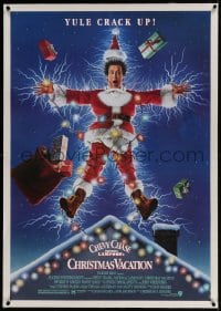 9h118 NATIONAL LAMPOON'S CHRISTMAS VACATION linen 1sh 1989 Consani art of Chevy Chase, yule crack up!