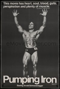 9h138 PUMPING IRON linen 1sh 1977 full-length image of body builder Ed Corney over black background!