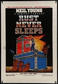 9h154 RUST NEVER SLEEPS linen 2D 1sh 1979 Neil Young, rock & roll art by David Weisman & Jim Evans!