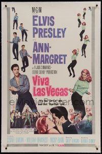 9h186 VIVA LAS VEGAS linen 1sh 1964 many images of Elvis Presley & sexy Ann-Margret dancing!