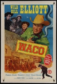 9h188 WACO linen 1sh 1952 Wild Bill Elliott with smoking gun, Pamela Blake & Rand Brooks!