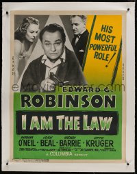9j003 I AM THE LAW linen 30x40 R1955 Robinson turns fighting prosecutor & he's turning on the heat!