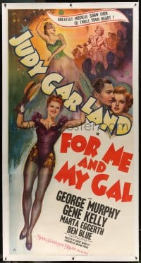 9j009 FOR ME & MY GAL linen 3sh 1942 art of dancer Judy Garland on Broadway & with Gene Kelly, rare!