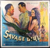 9j005 SAVAGE GIRL linen 6sh 1932 sexy African jungle native Rochelle Hudson is wanted by two men!