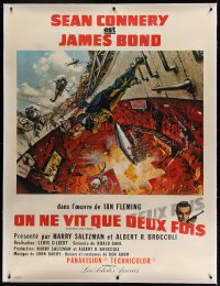 9j049 YOU ONLY LIVE TWICE linen French 1p 1967 action art of Sean Connery as James Bond by McGinnis!