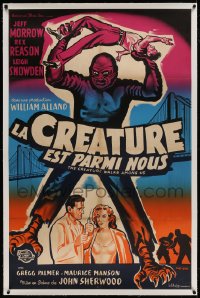 9j034 CREATURE WALKS AMONG US linen French 31x47 1959 great different art by Constantine Belinsky!