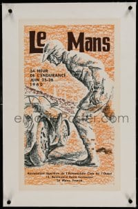 9j082 LE MANS 1960 linen French 14x23 1960 cool art for the Grand Prix of Endurance car race!