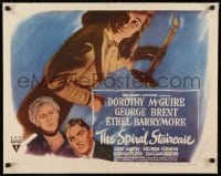 9j115 SPIRAL STAIRCASE linen style B 1/2sh 1946 art of Dorothy McGuire, Brent & Barrymore, rare!
