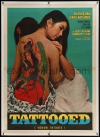 9j029 TATTOOED TEMPTRESS linen Italian 1p 1969 cool image of sexy girl with fully tattooed back!