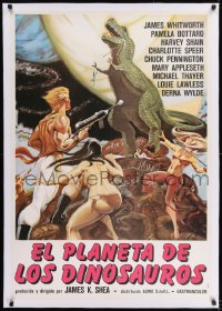 9j196 PLANET OF DINOSAURS linen Italian 1sh 1978 sci-fi art with sexy girls & T-Rex by Ken Hoff!