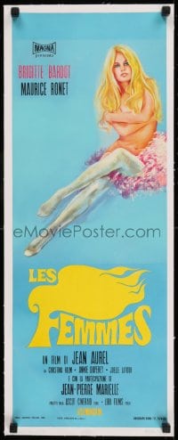 9j198 LES FEMMES linen Italian locandina 1969 great artwork of sexy topless Brigitte Bardot!