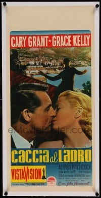 9j201 TO CATCH A THIEF linen Italian locandina 1950s Grace Kelly, Cary Grant, Alfred Hitchcock, rare