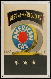9j086 AMERICAN GAS linen 26x43 advertising poster 1950 Lucian Bernhard art, Best of the Regulars!