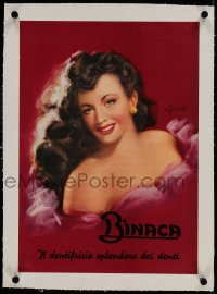 9j080 BINACA linen 13x19 Italian advertising poster 1950s art of sexy smiling girl by E. Jummet!