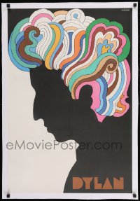 9j087 DYLAN linen 22x33 music poster 1967 colorful silhouette art of Bob by Milton Glaser!