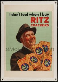 9j079 RITZ CRACKERS linen 28x42 advertising poster 1930s I don't fool when I buy them, great art!
