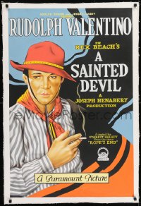 9j209 SAINTED DEVIL 28x41 recreation acrylic painting 1990s hand painted art of Rudolph Valentino!