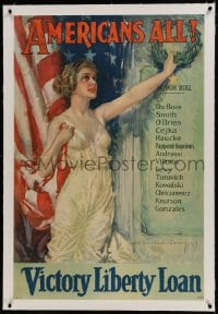 9j054 AMERICANS ALL linen 27x40 WWI war poster 1919 wonderful Howard Chandler Christy patriotic art!
