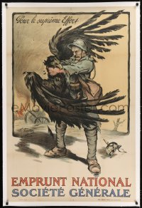 9j051 EMPRUNT NATIONAL SOCIETE GENERALE linen 31x47 French WWI war poster 1918 Marcel Falter art!