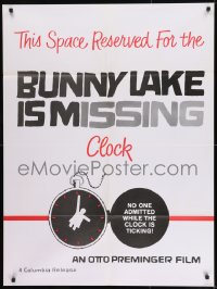 9k067 BUNNY LAKE IS MISSING special 30x40 1965 cool Saul Bass countdown clock art, ultra rare!